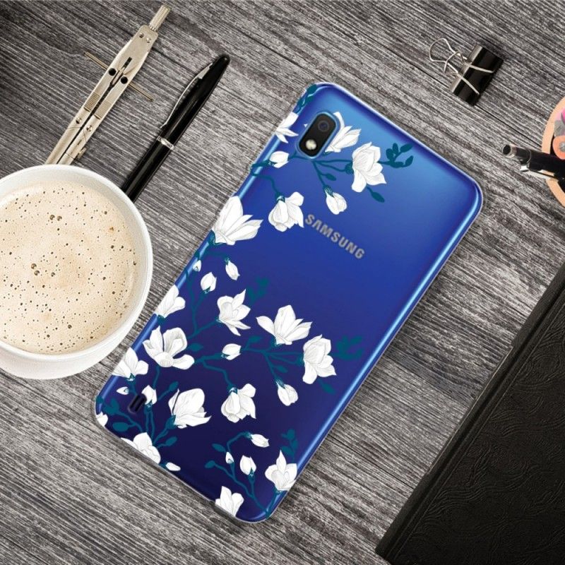 Etui Samsung Galaxy A10 Białe Kwiaty