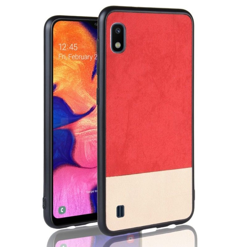 Etui Samsung Galaxy A10 Czerwony Czarny Dwukolorowa Imitacja Skóry