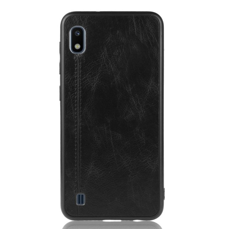 Etui Samsung Galaxy A10 Czerwony Czarny Efekt Szytej Skóry Etui Ochronne