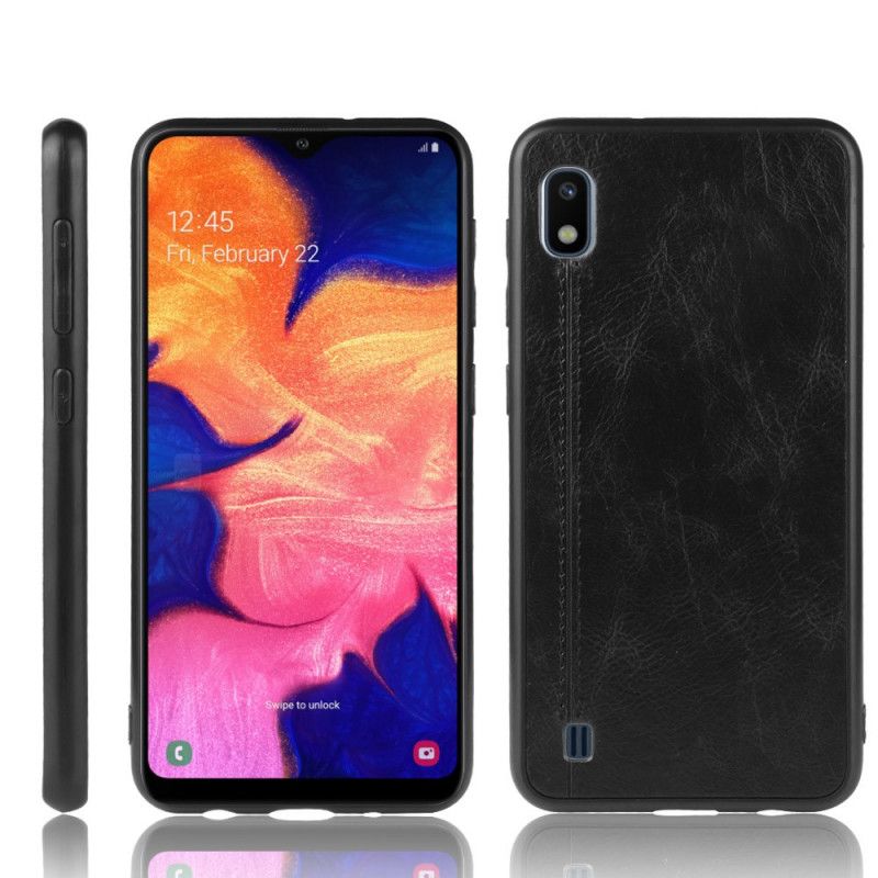 Etui Samsung Galaxy A10 Czerwony Czarny Efekt Szytej Skóry Etui Ochronne