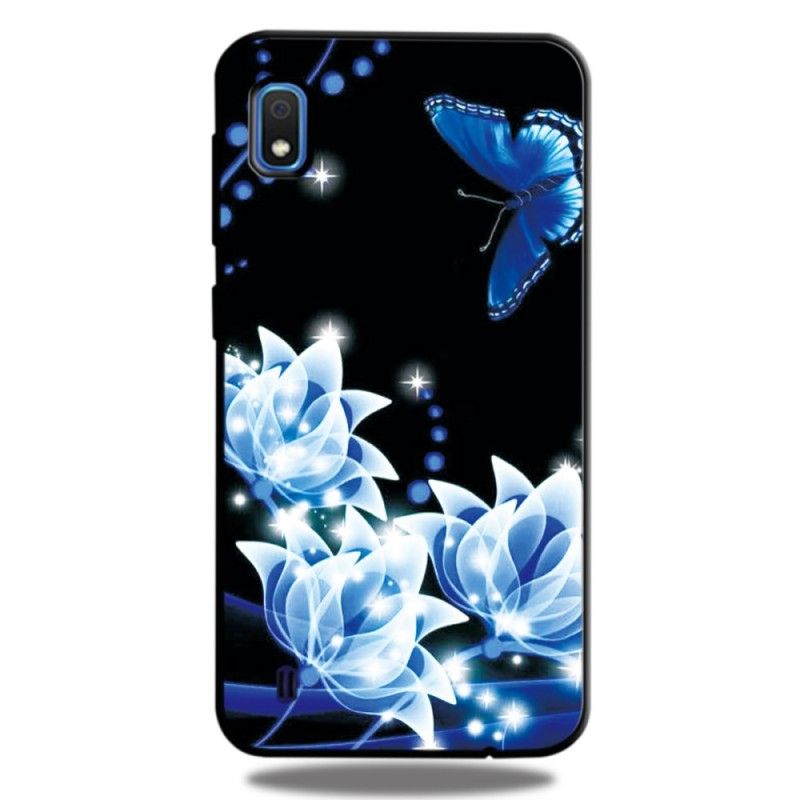 Etui Samsung Galaxy A10 Motyle I Niebieskie Kwiaty