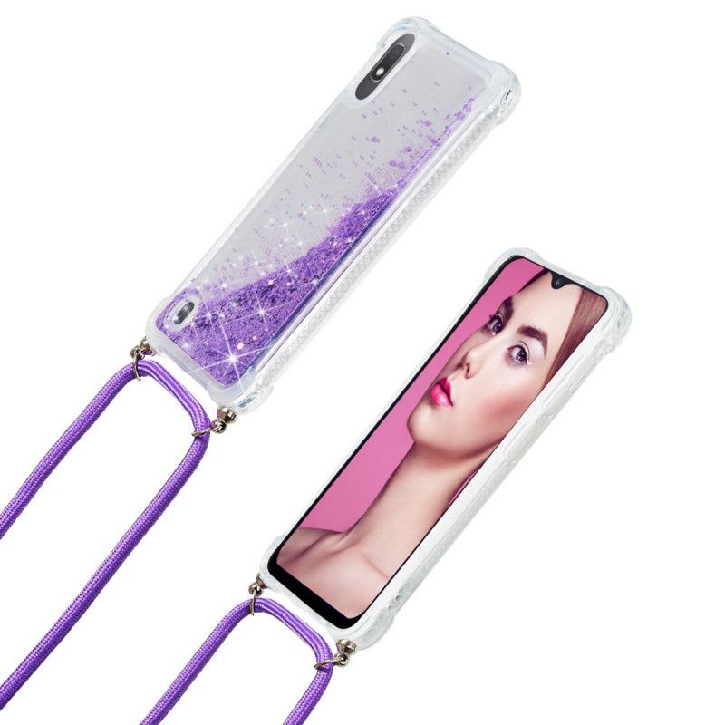 Etui Samsung Galaxy A10 Pomarańczowy Magenta Cekiny Ze Sznurkiem Etui Ochronne