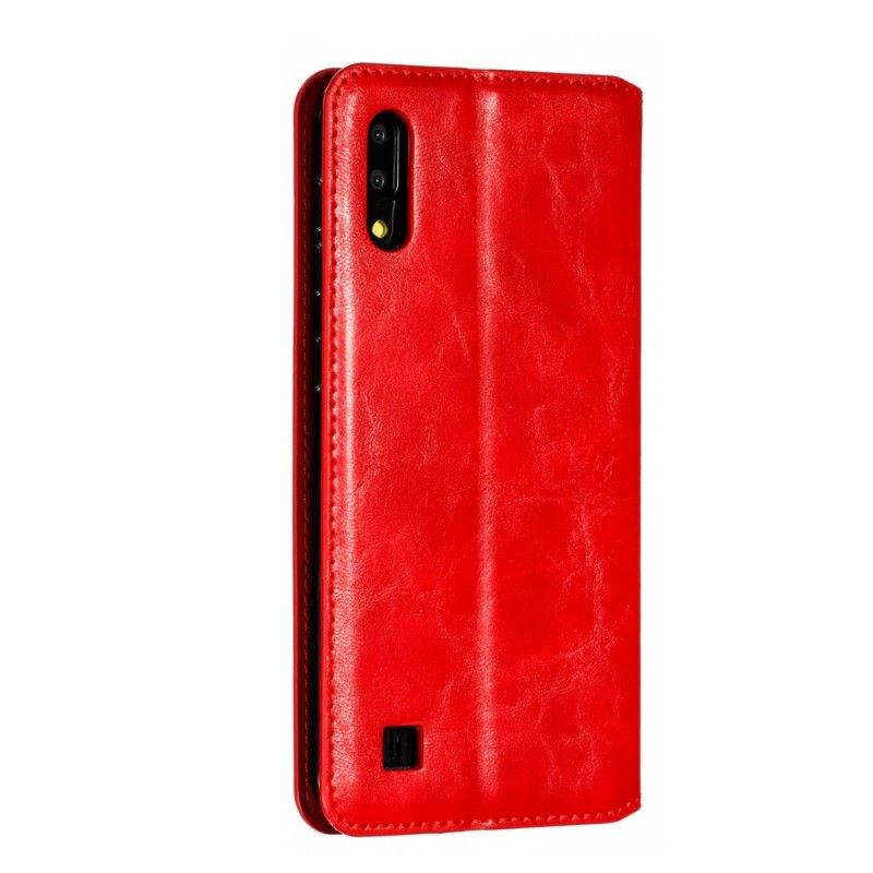 Flip Kotelot Samsung Galaxy A10 Ciemnoniebieski Czerwony Elegancki Styl Skórzany Z Paskiem