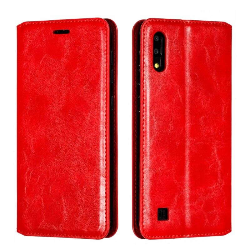 Flip Kotelot Samsung Galaxy A10 Ciemnoniebieski Czerwony Elegancki Styl Skórzany Z Paskiem