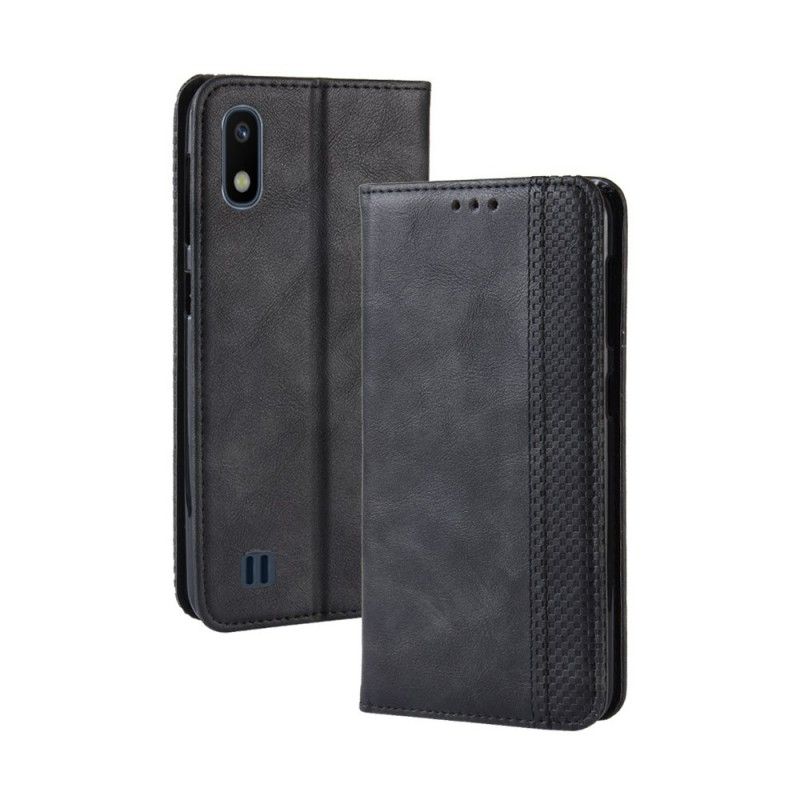 Flip Kotelot Samsung Galaxy A10 Czerwony Czarny Stylizowany Efekt Skóry W Stylu Vintage Etui Ochronne