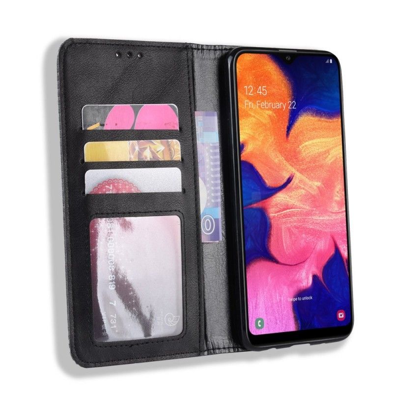 Flip Kotelot Samsung Galaxy A10 Czerwony Czarny Stylizowany Efekt Skóry W Stylu Vintage Etui Ochronne