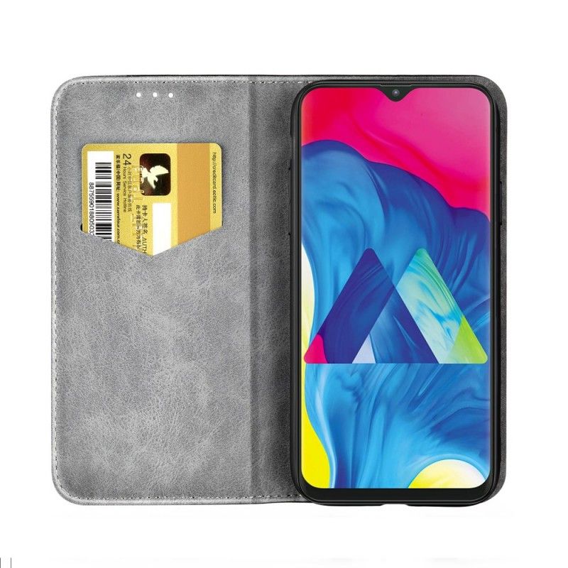 Flip Kotelot Samsung Galaxy A10 Czerwony Szary Etui na Telefon Imitacja Skóry Guzików W Kolorze Czarnym