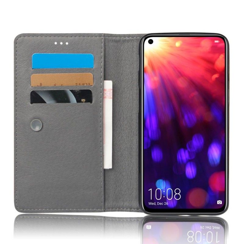 Flip Kotelot Honor View 20 Etui na Telefon Efekt Skóry Z Subtelnymi Szwami