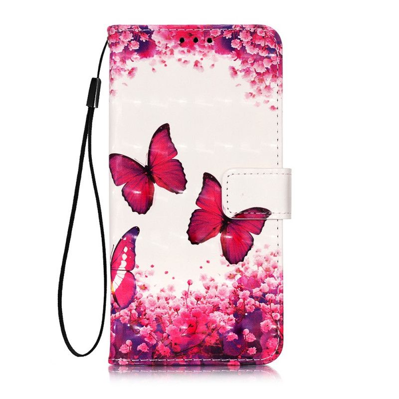 Etui Folio Sony Xperia 5 Czerwone Motyle Stringi Etui Ochronne