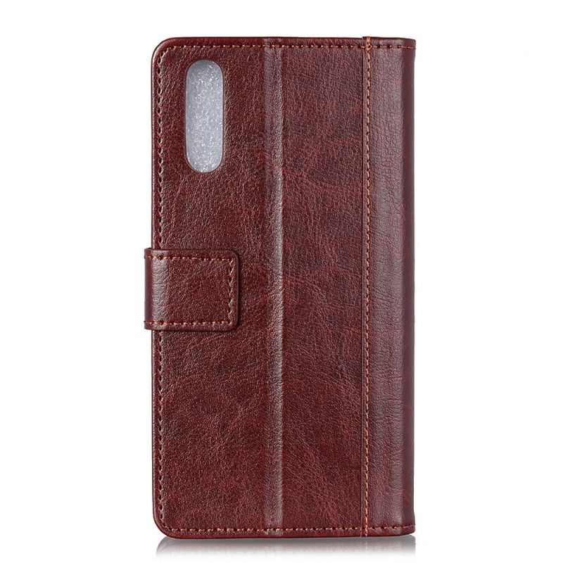 Etui Folio Sony Xperia 5 Czerwony Czarny Efekt Antycznej Skóry Etui Ochronne