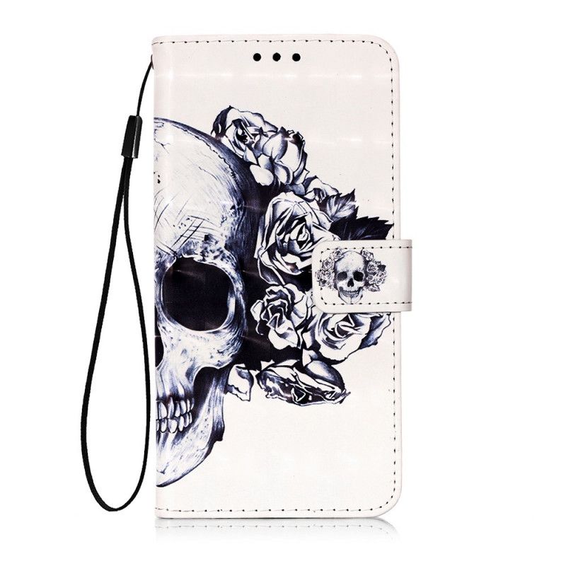 Etui Folio Sony Xperia 5 Kwiecista Czaszka Etui Ochronne