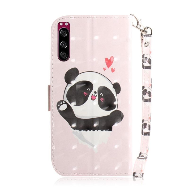 Etui Folio Sony Xperia 5 Panda Love Ze Stringami Etui Ochronne