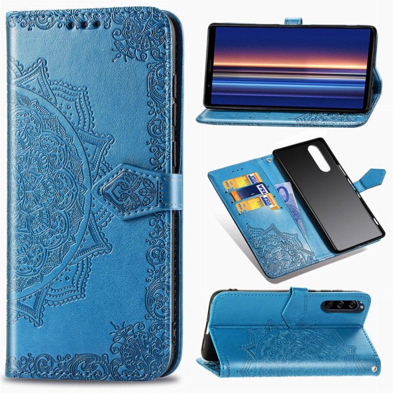 Etui Folio Sony Xperia 5 Szary Czarny Mandala W Średnim Wieku Etui Ochronne