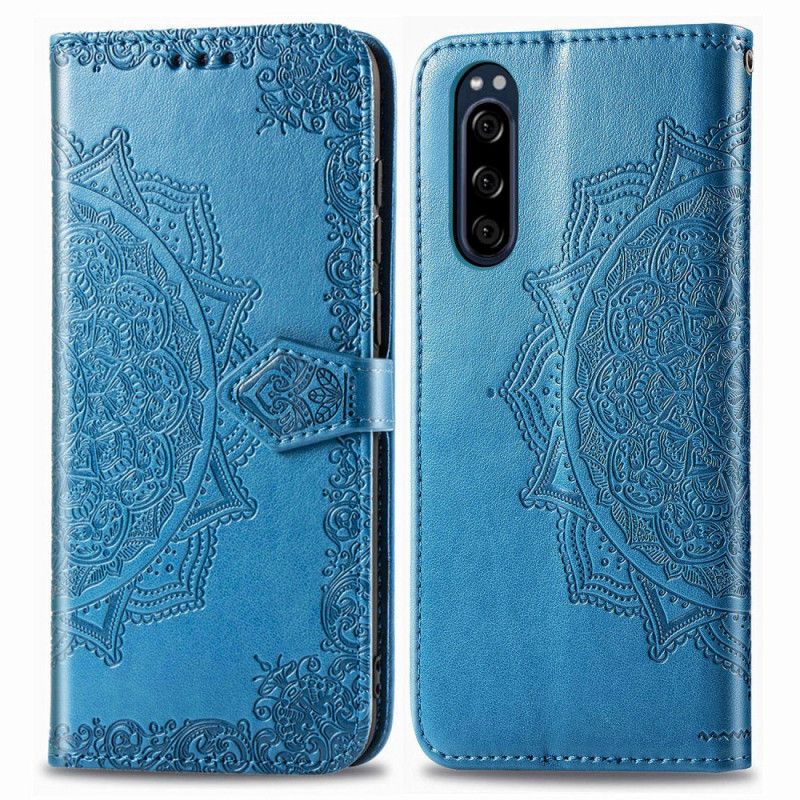 Etui Folio Sony Xperia 5 Szary Czarny Mandala W Średnim Wieku Etui Ochronne