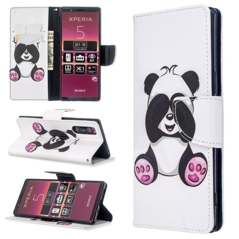 Etui Folio Sony Xperia 5 Zabawna Panda