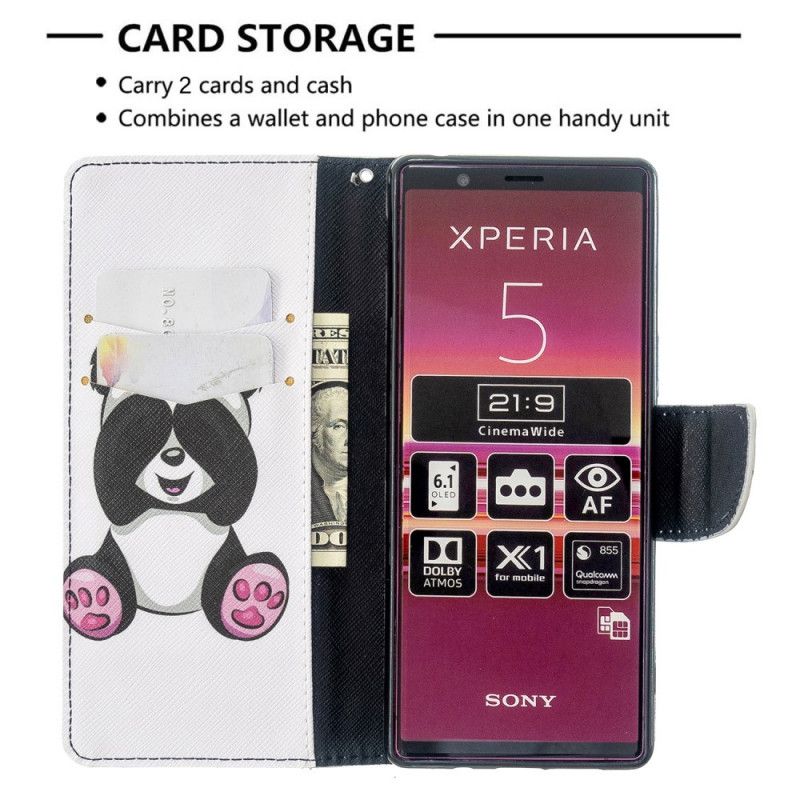 Etui Folio Sony Xperia 5 Zabawna Panda