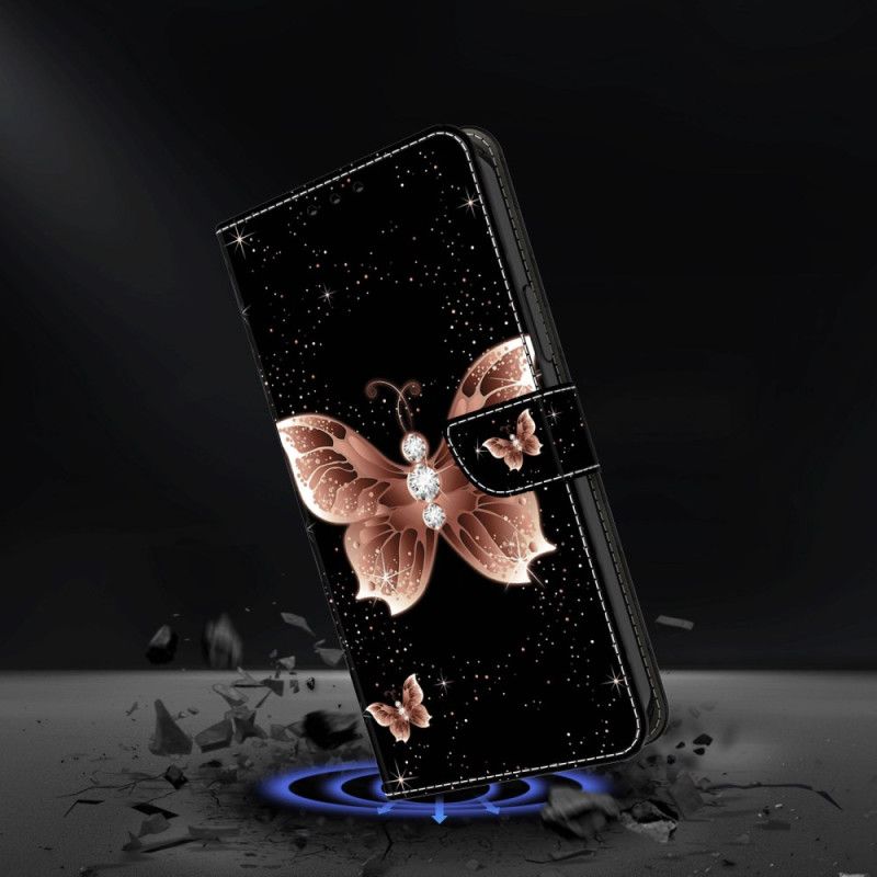 Etui Folio Do Xiaomi 14 Różowy Diamentowy Motyl