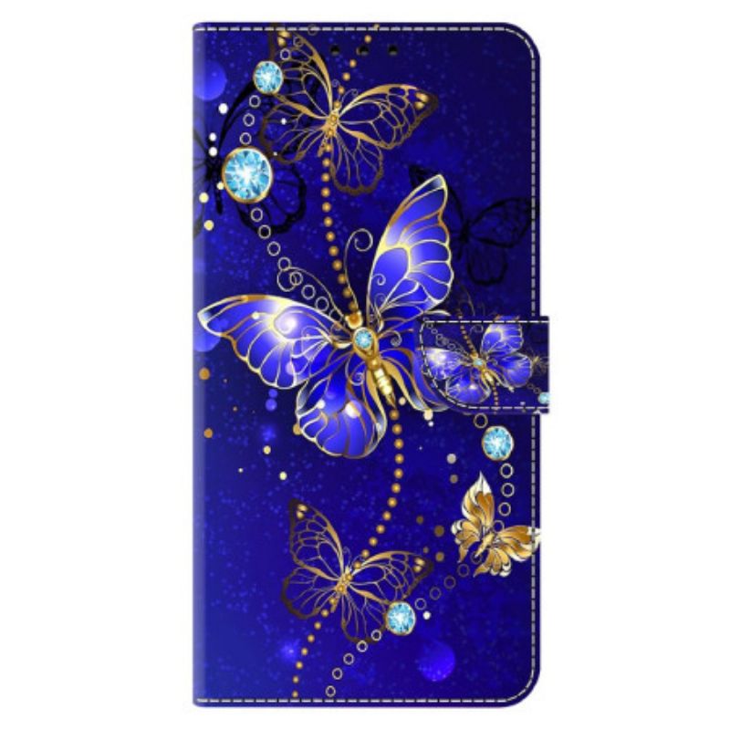 Etui Folio Xiaomi 14 Diamentowe Motyle Etui Ochronne