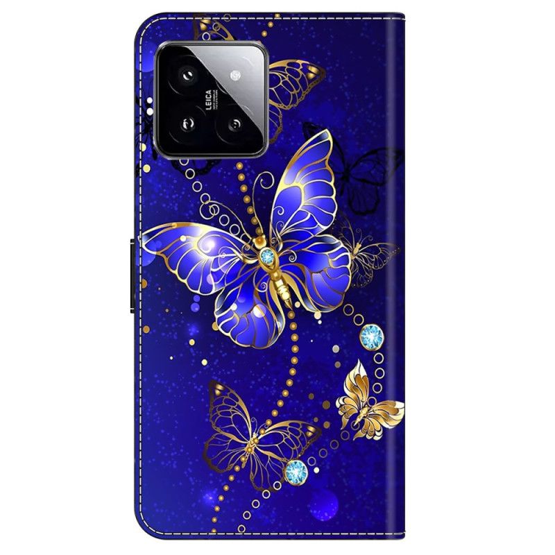 Etui Folio Xiaomi 14 Diamentowe Motyle Etui Ochronne