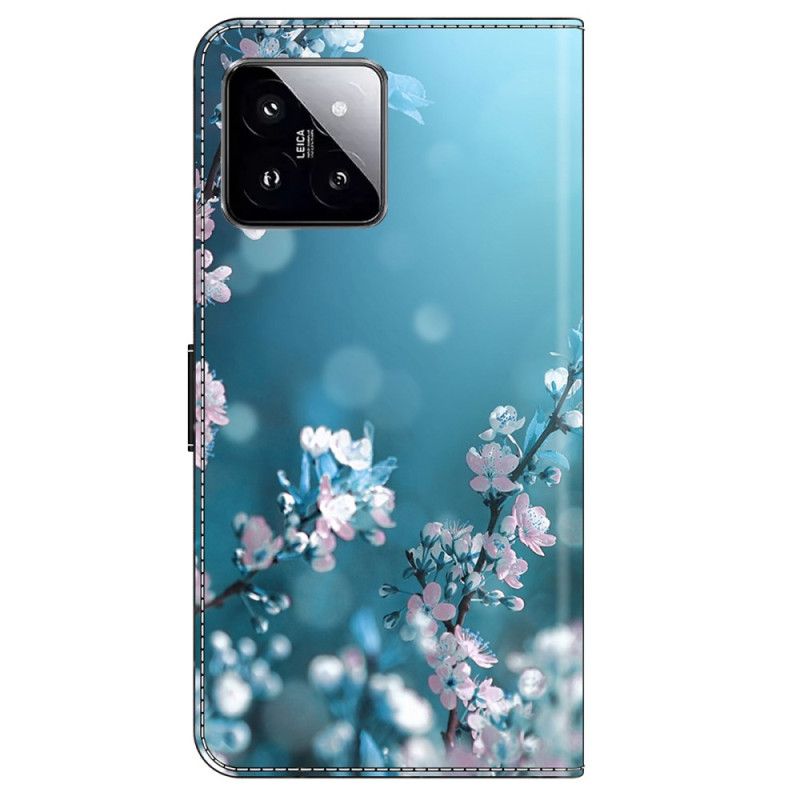 Etui Folio Xiaomi 14 Kwiaty Śliwy Etui Ochronne