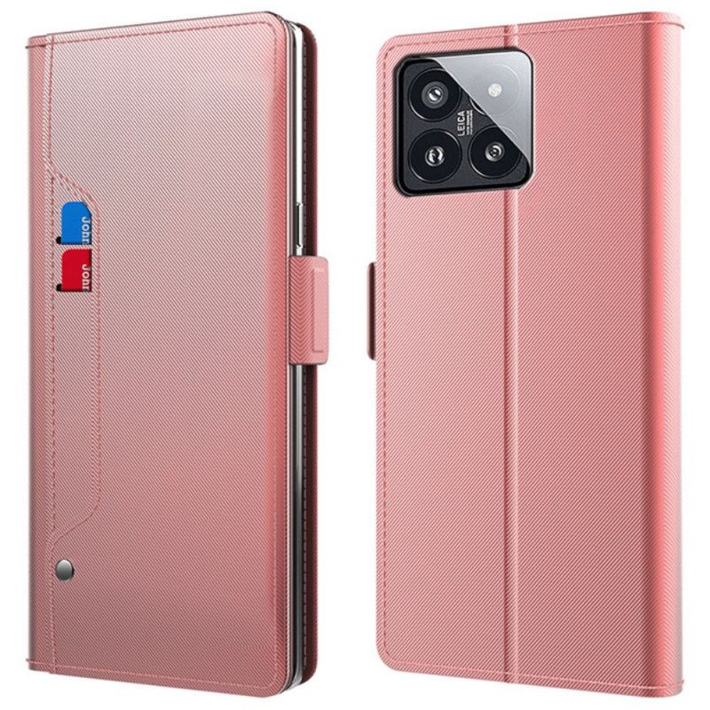 Etui Folio Xiaomi 14 Lusterko I Wyjmowany Uchwyt Na Karty