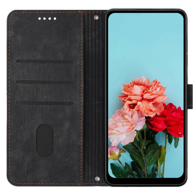 Skórzany Futerał Xiaomi 14 Etui Na Telefon Linie Do Drukowania W Stylu Skóry