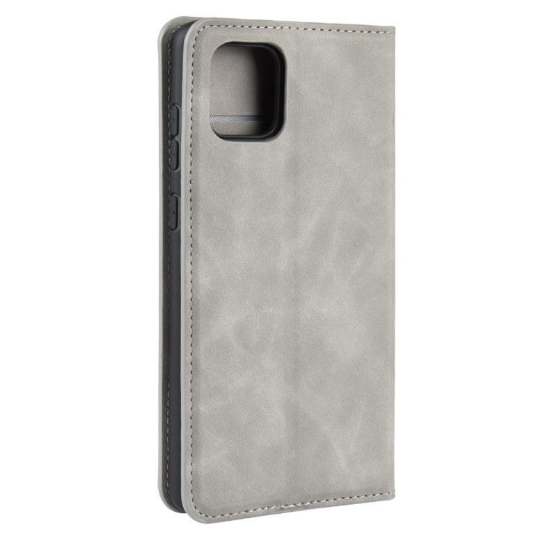 Flip Kotelot Samsung Galaxy Note 10 Lite Szary Czarny Elegancki Efekt Skóry Etui Ochronne