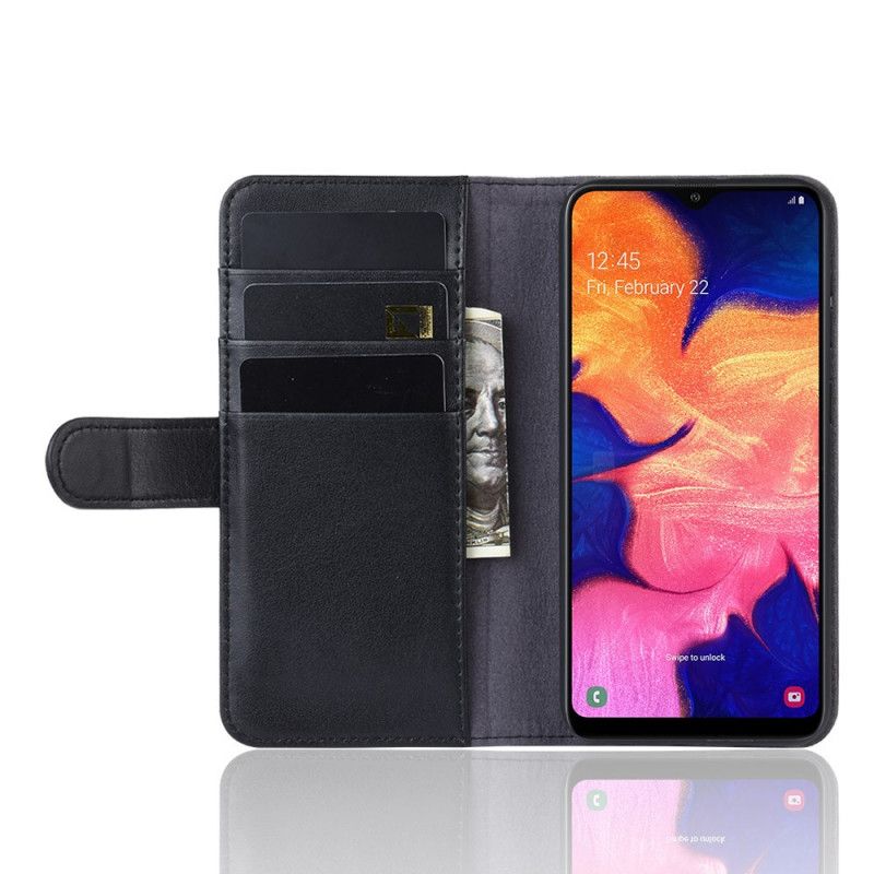 Etui Folio Samsung Galaxy A10e Czarny Dwoina Skóry