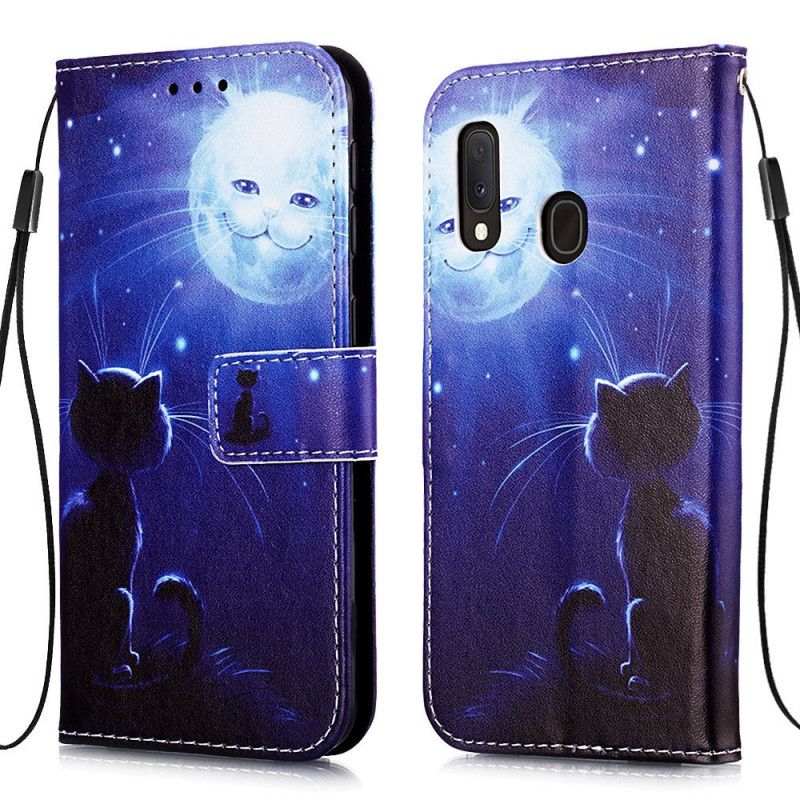 Etui Folio Samsung Galaxy A10e Kot W Świetle Księżyca