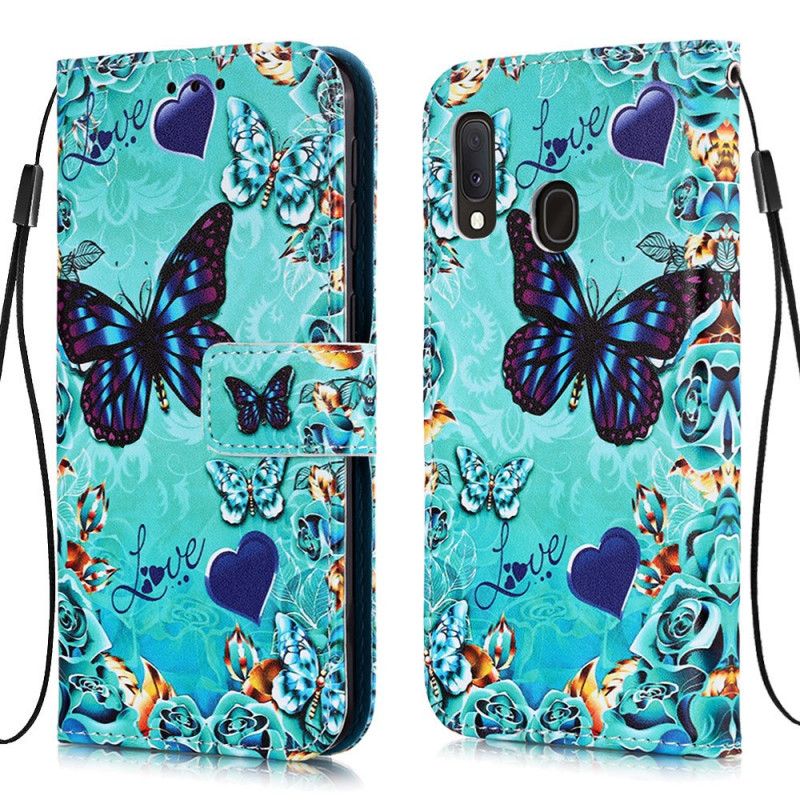 Etui Folio Samsung Galaxy A10e Złote Motyle