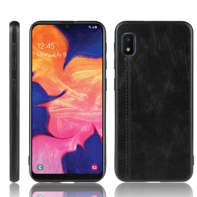 Futerały Samsung Galaxy A10e Czerwony Czarny Etui na Telefon Efekt Szytej Skóry