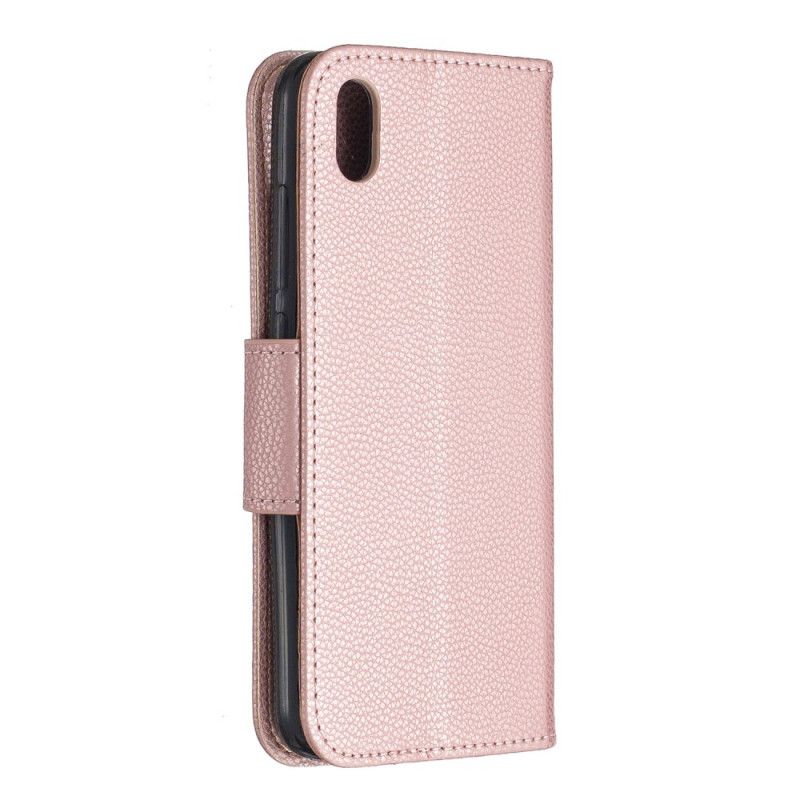 Etui Folio Xiaomi Redmi 7A Ciemnoniebieski Magenta Efekt Kolorowej Skóry Liczi Z Paskiem