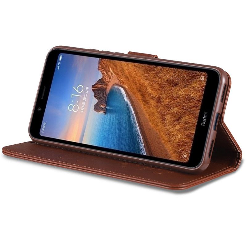 Etui Folio Xiaomi Redmi 7A Czerwony Czarny Azns Imitacja Skóry Etui Ochronne