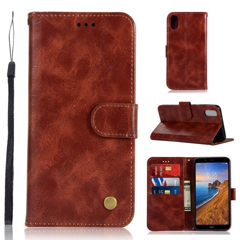 Etui Folio Xiaomi Redmi 7A Czerwony Czarny Efekt Skóry W Stylu Vintage Z Paskiem Etui Ochronne