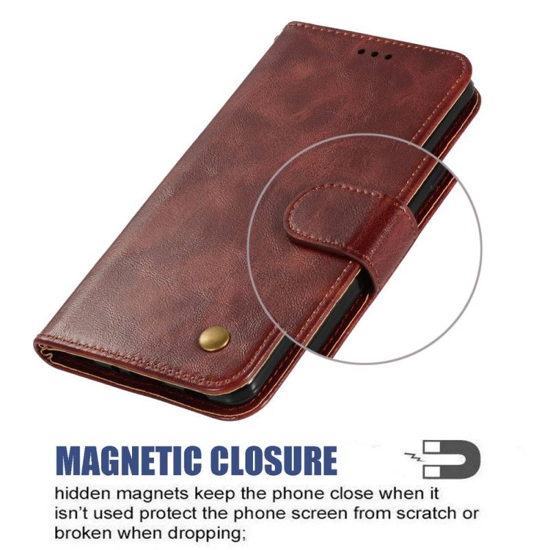 Etui Folio Xiaomi Redmi 7A Czerwony Czarny Efekt Skóry W Stylu Vintage Z Paskiem Etui Ochronne