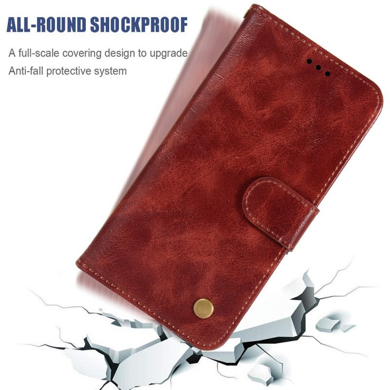 Etui Folio Xiaomi Redmi 7A Czerwony Czarny Efekt Skóry W Stylu Vintage Z Paskiem Etui Ochronne