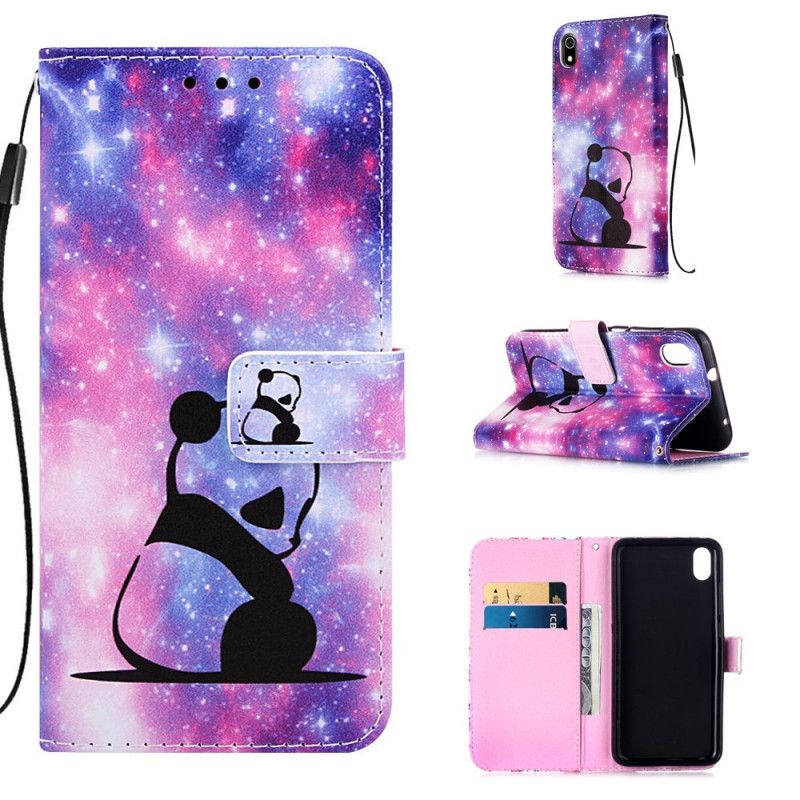 Etui Folio Xiaomi Redmi 7A Jasnofioletowy Różowy Panda Stringi Rozmyślania Etui Ochronne