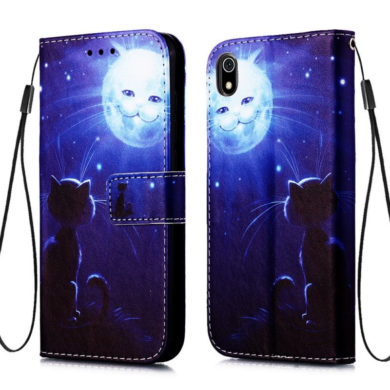 Etui Folio Xiaomi Redmi 7A Księżycowy Kot Ze Stringami Etui Ochronne