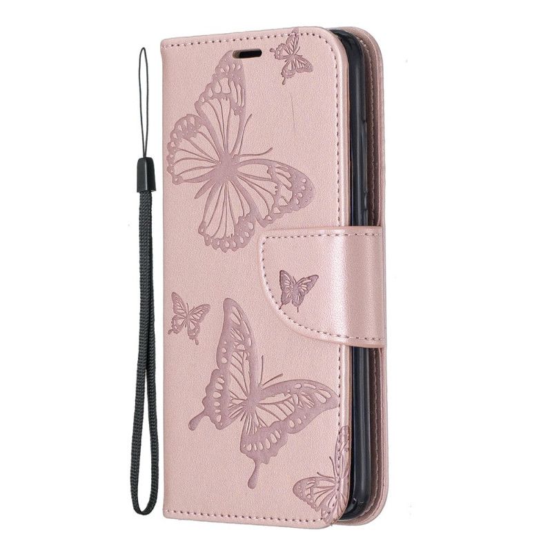 Etui Folio Xiaomi Redmi 7A Magenta Szary Drukowane Motyle Ze Stringami Etui Ochronne