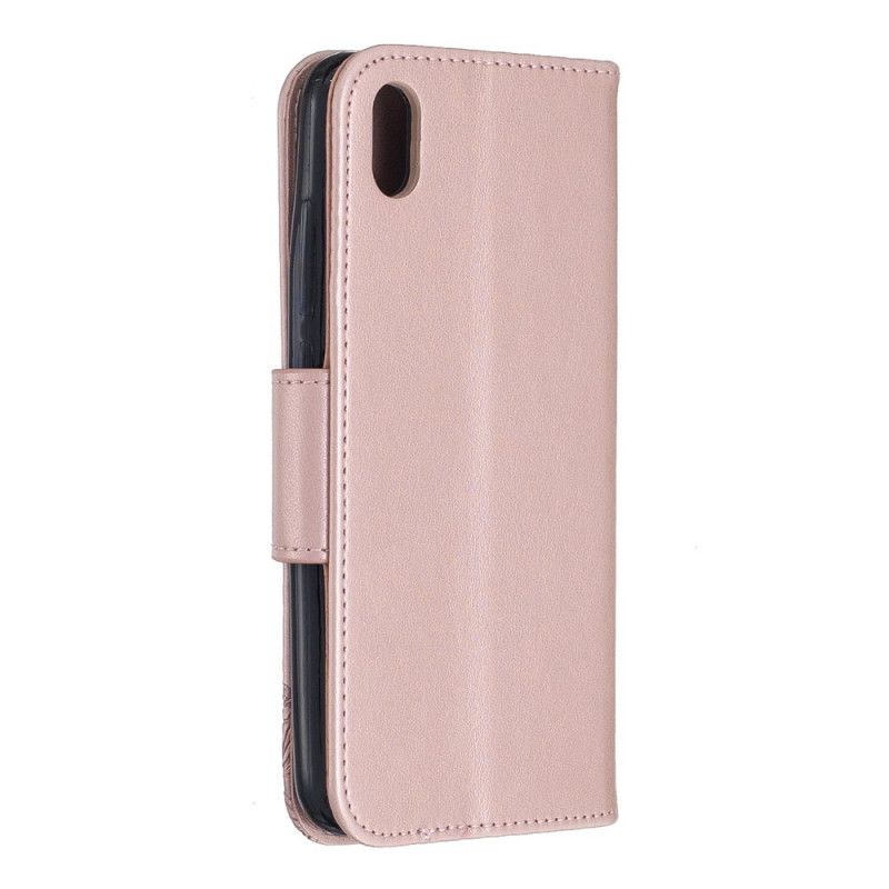 Etui Folio Xiaomi Redmi 7A Magenta Szary Drukowane Motyle Ze Stringami Etui Ochronne