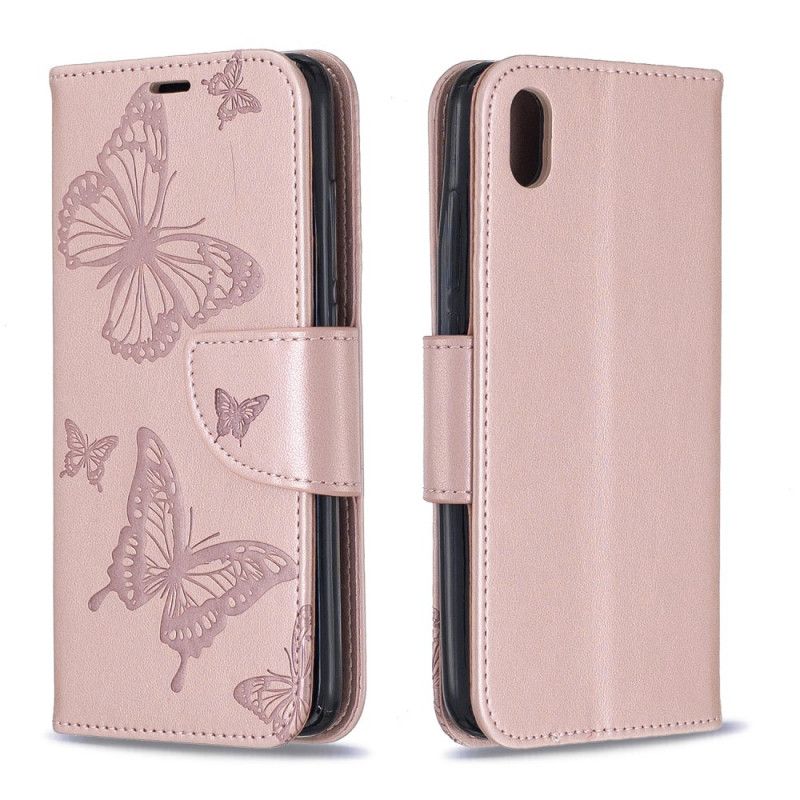 Etui Folio Xiaomi Redmi 7A Magenta Szary Drukowane Motyle Ze Stringami Etui Ochronne