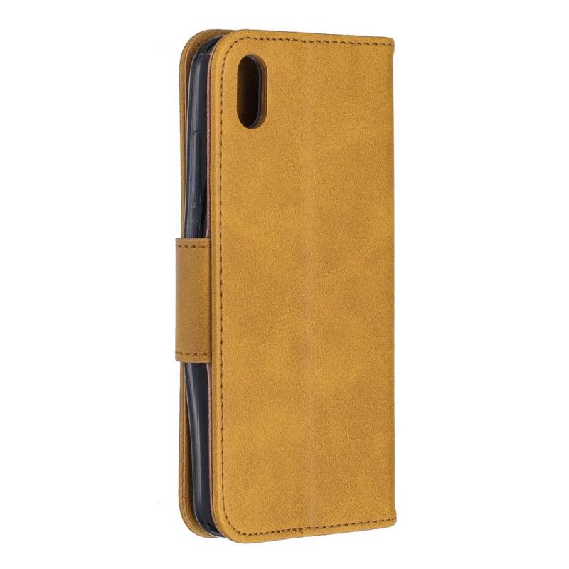 Etui Folio Xiaomi Redmi 7A Szary Czarny Kolorowa Imitacja Skóry Z Paskiem