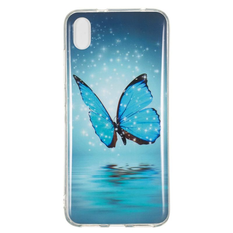 Etui Xiaomi Redmi 7A Fluorescencyjny Niebieski Motyl