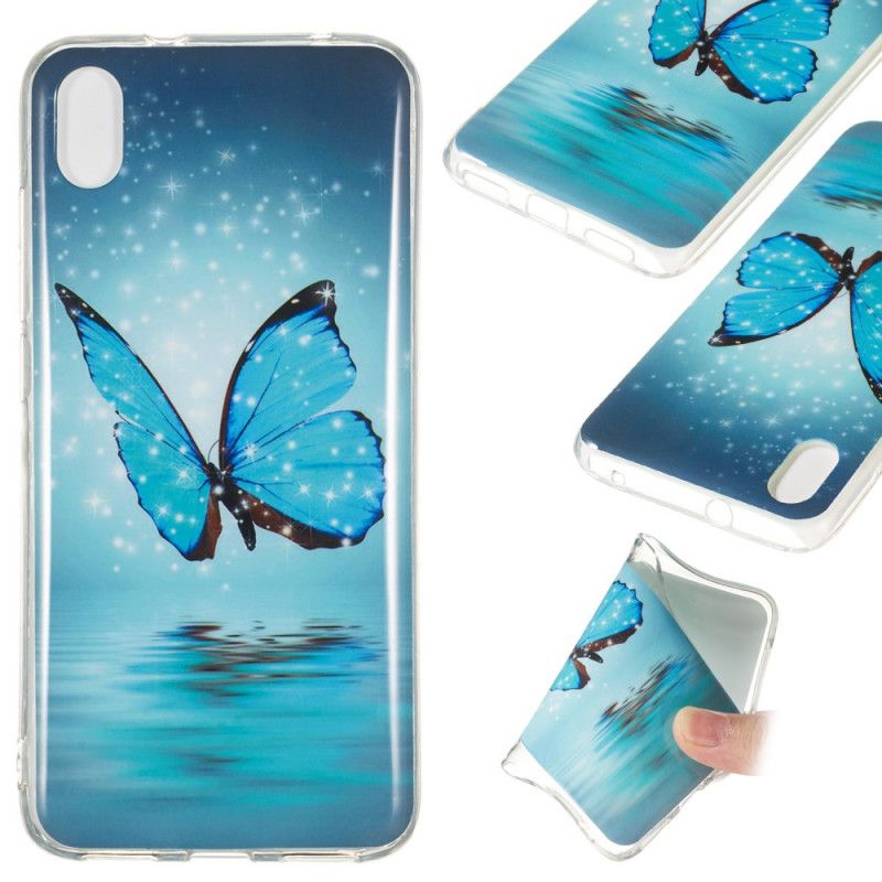 Etui Xiaomi Redmi 7A Fluorescencyjny Niebieski Motyl