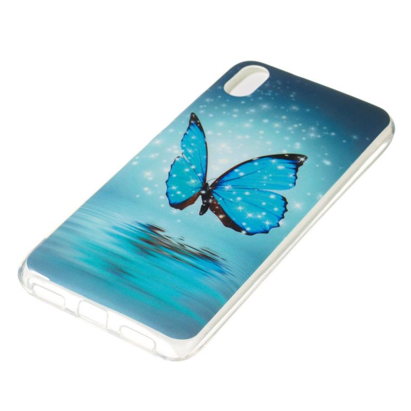 Etui Xiaomi Redmi 7A Fluorescencyjny Niebieski Motyl