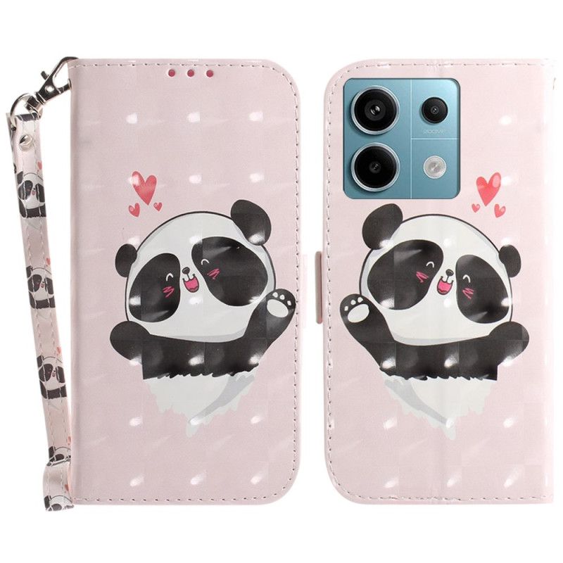 Etui Folio Xiaomi Redmi Note 13 Pro 5g Panda Love Z Paskiem Etui Ochronne