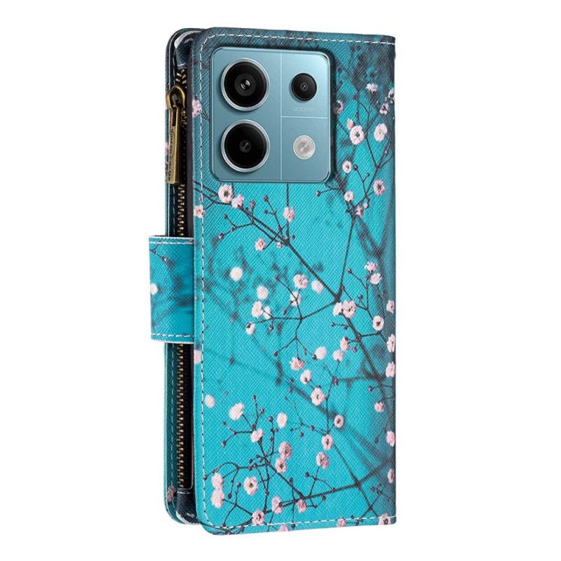 Etui Folio Xiaomi Redmi Note 13 Pro 5g Portfel Z Kwiatami Śliwy Etui Ochronne