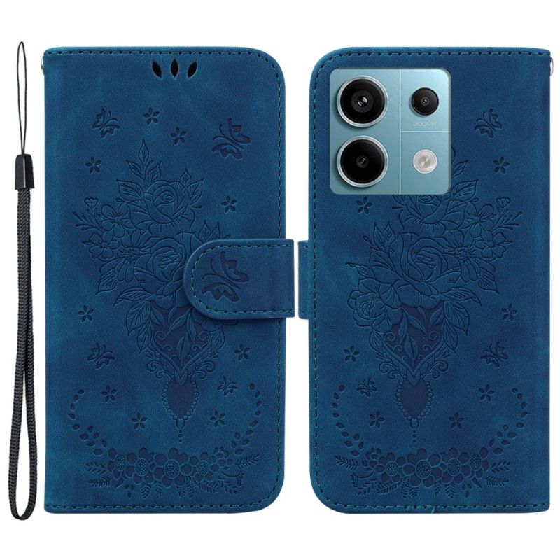 Etui Folio Xiaomi Redmi Note 13 Pro 5g Wzór W Róże Z Paskiem Etui Ochronne