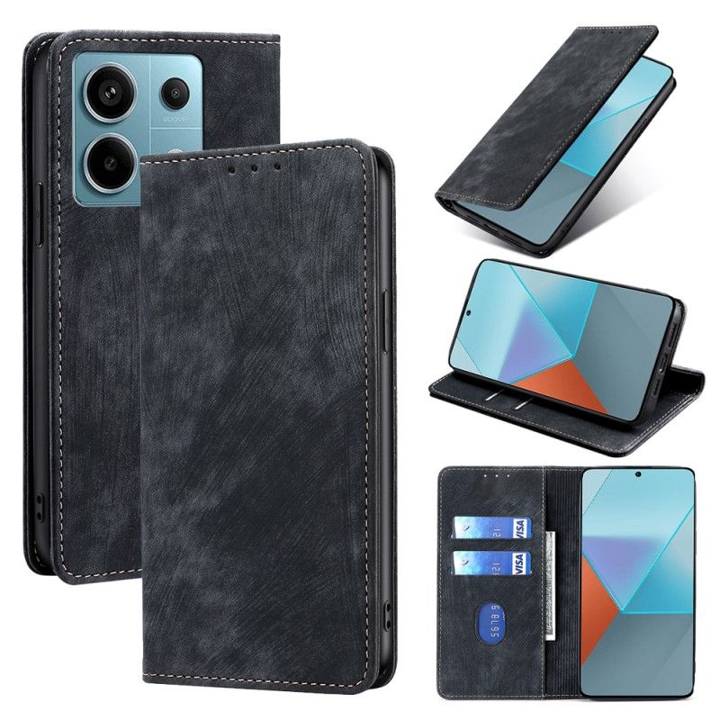 Flip Kotelot Xiaomi Redmi Note 13 Pro 5g Zamszowy Styl Z Blokadą Rfid Etui Ochronne