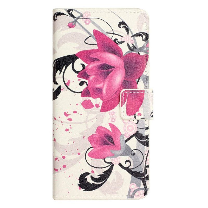 Etui Folio do iPhone 14 Pro Tropikalne Kwiaty